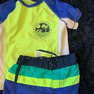 Boys board shorts and rash guard set